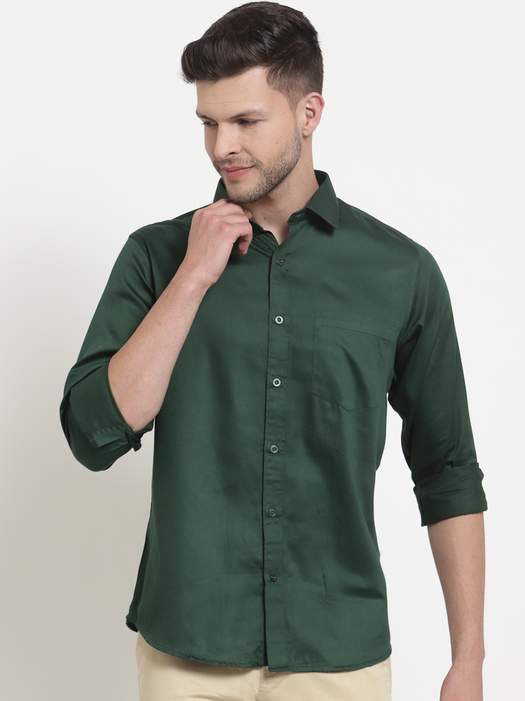 Buy Emerals Men Green Standard Cotton Semiformal Shirt - Shirts for Men ...