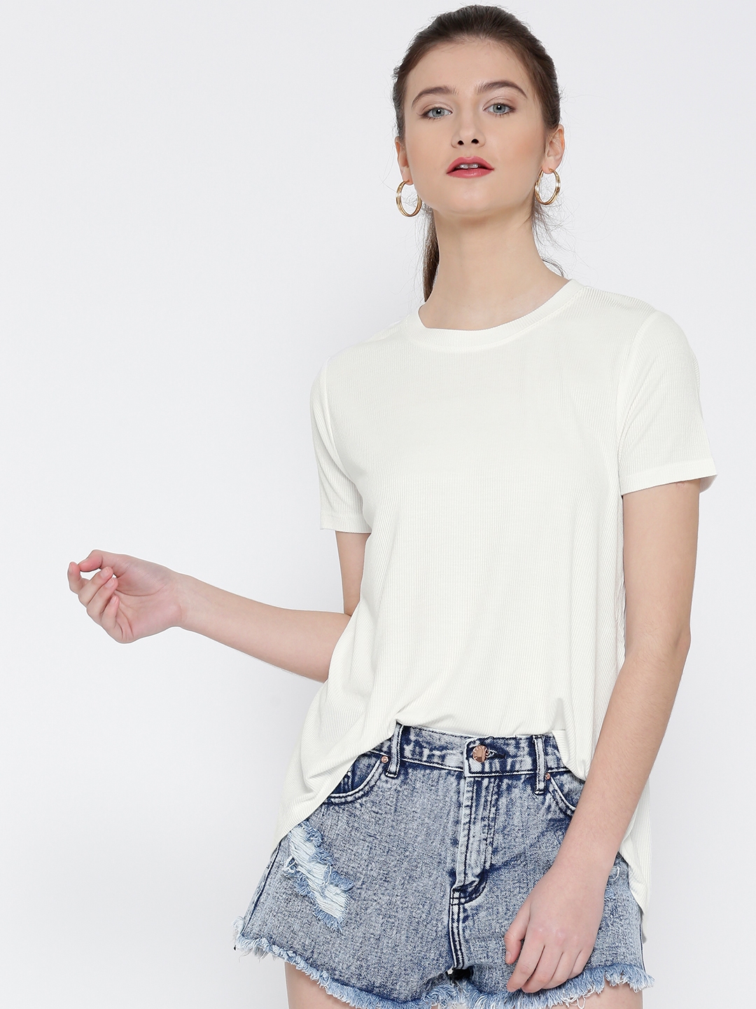 Buy FOREVER 21 Women Off White Ribbed Top - Tops for Women 1720361 | Myntra