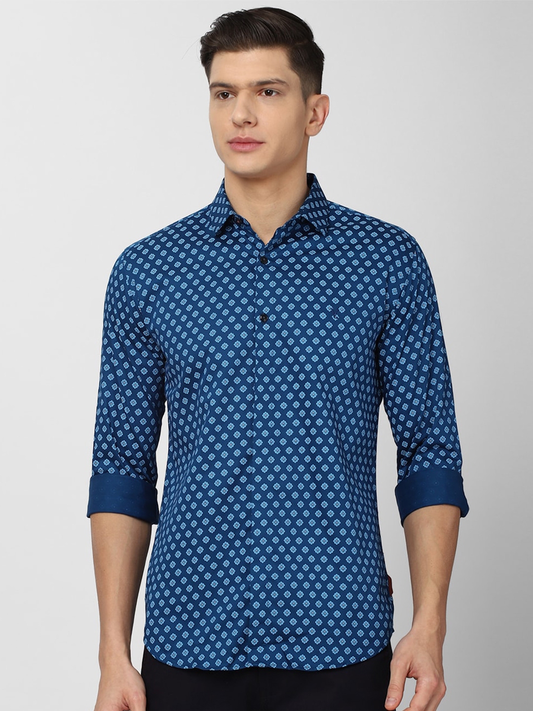 Buy V Dot Men Blue Slim Fit Printed Pure Cotton Casual Shirt - Shirts ...