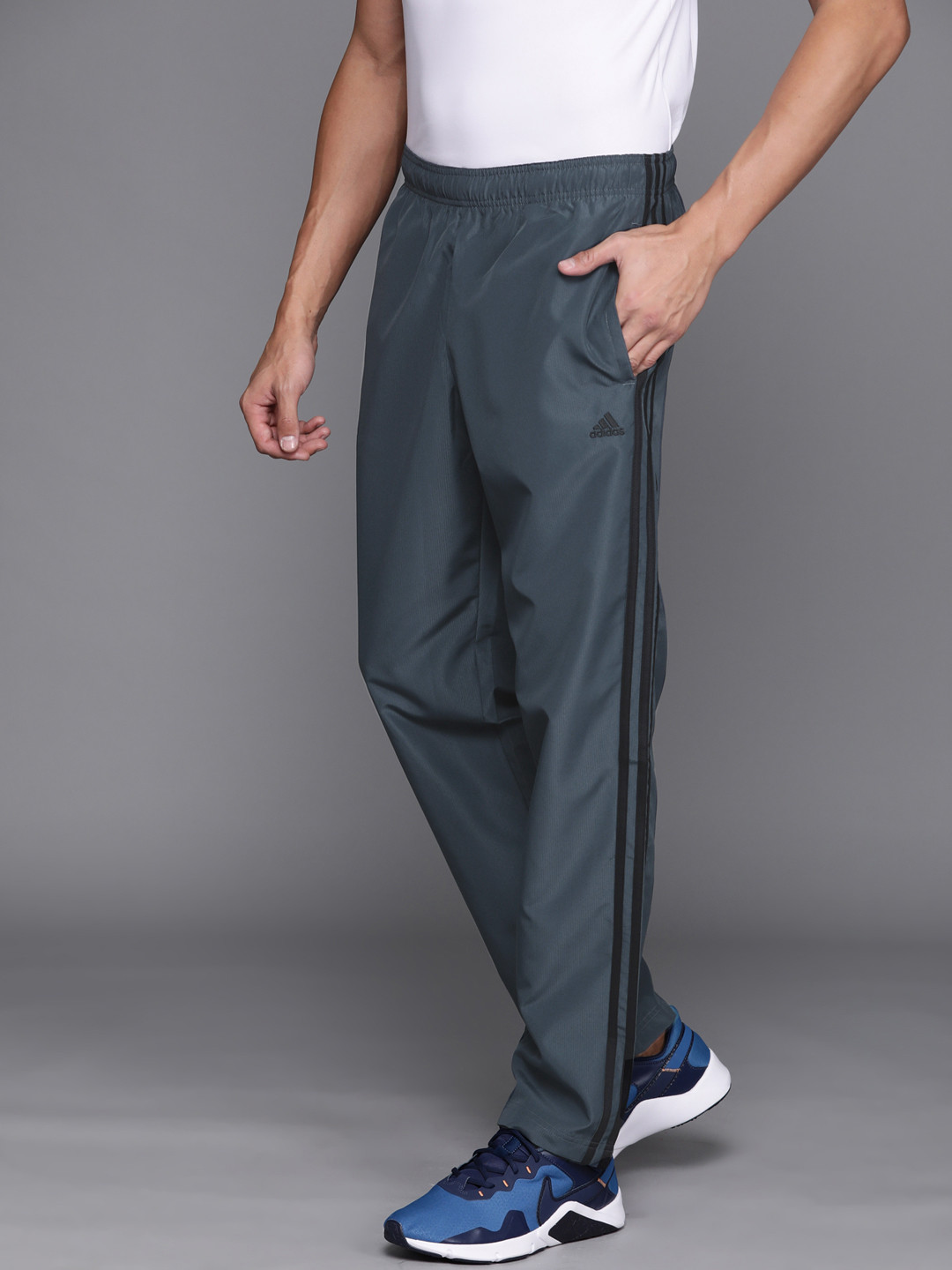 Buy ADIDAS Men Grey Solid CLS Side Striped Detail Woven Track Pants