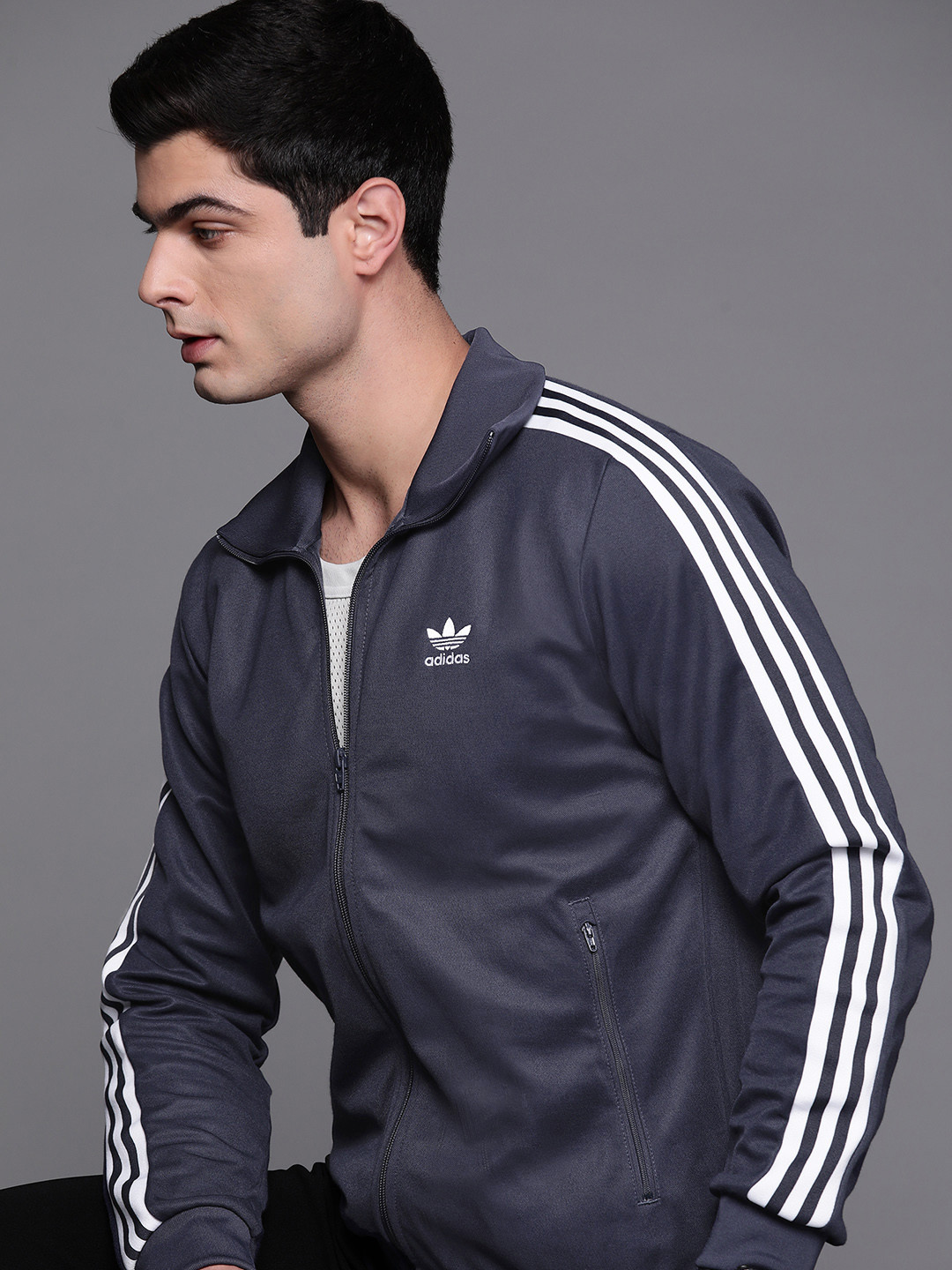Buy ADIDAS Originals Men Navy Blue Solid BECKENBAUER Sustainable Sporty Jacket Jackets for Men