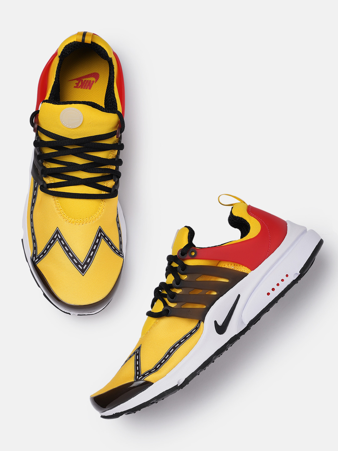 navy and yellow sneakers