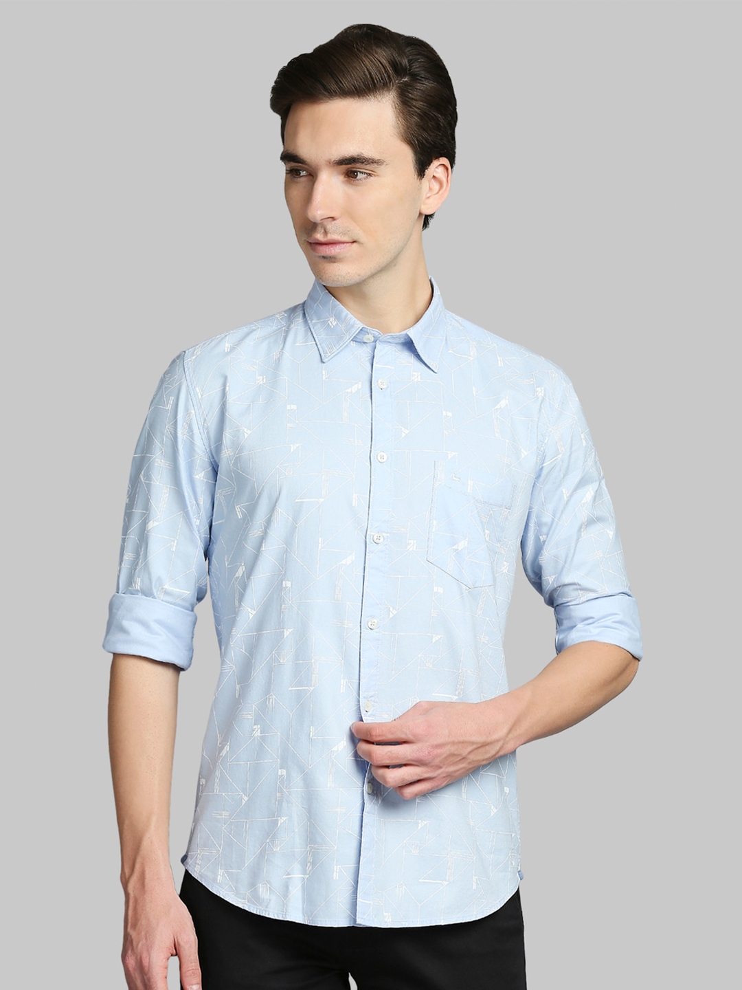 Buy Parx Men Blue Slim Fit Printed Cotton Casual Shirt - Shirts for Men ...