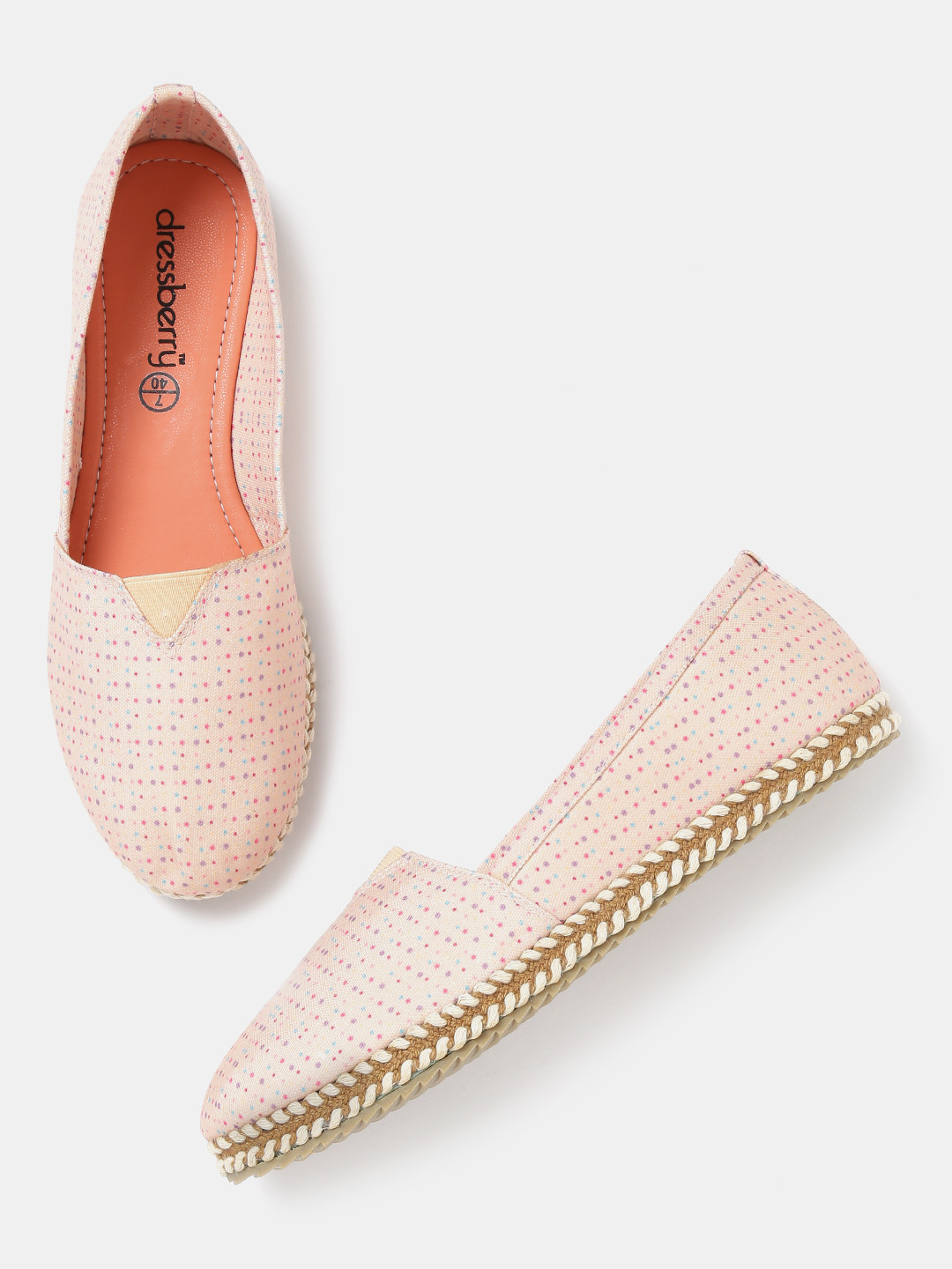 Buy DressBerry Women Peach Coloured Printed Espadrilles Casual Shoes