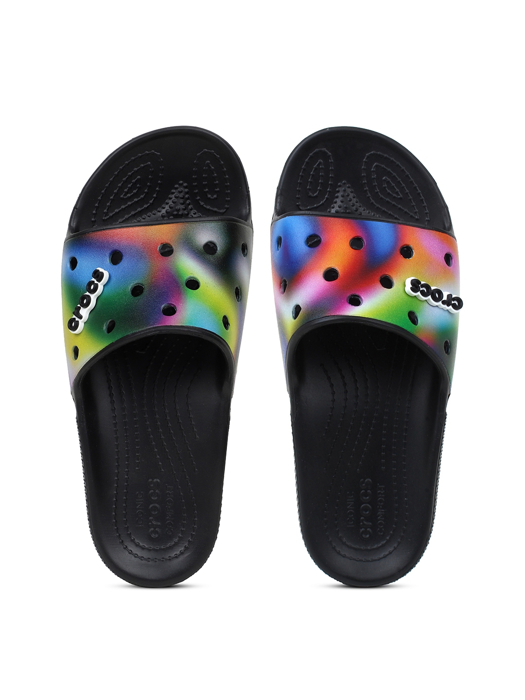 Buy Crocs Unisex Multicoloured Printed Croslite Sliders - Flip Flops ...