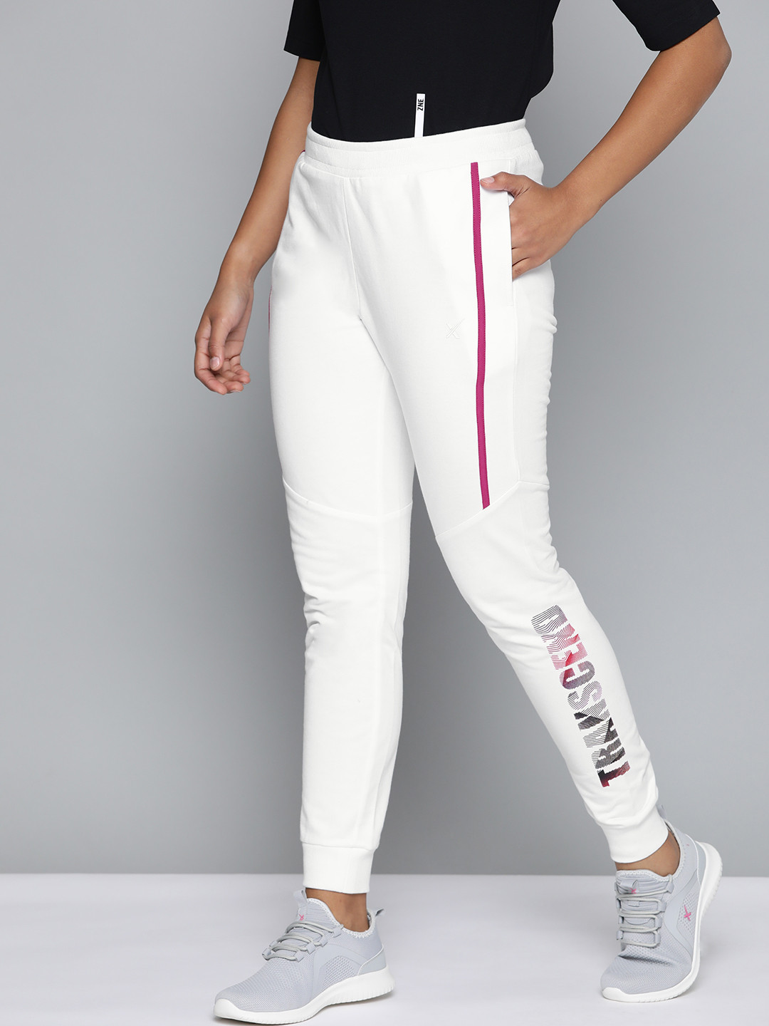 Buy HRX By Hrithik Roshan Women White Solid Joggers Track Pants for