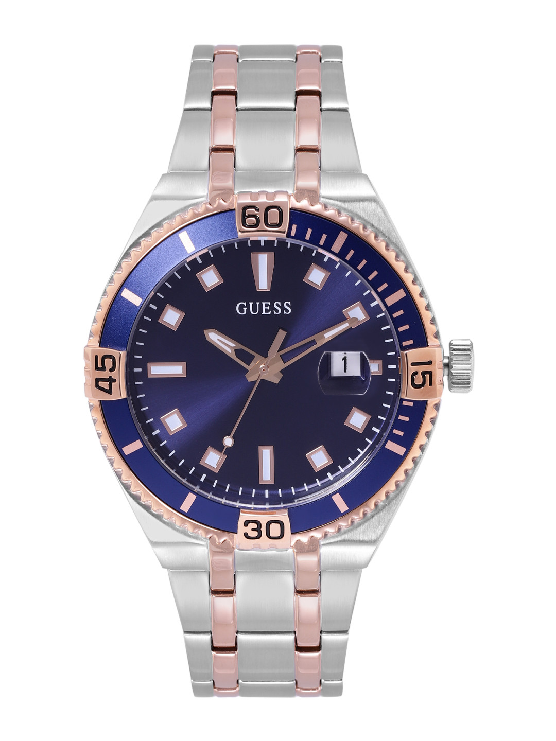 Buy GUESS Men Blue Dial & Silver Toned Straps Analogue Watch GW0330G3