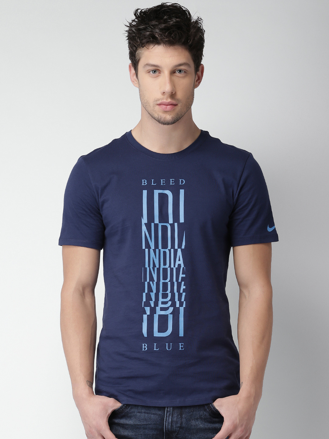 Buy Nike Men Navy Blue Printed M NSW SS BLEED Pure Cotton T Shirt Tshirts for Men 1721905 Myntra