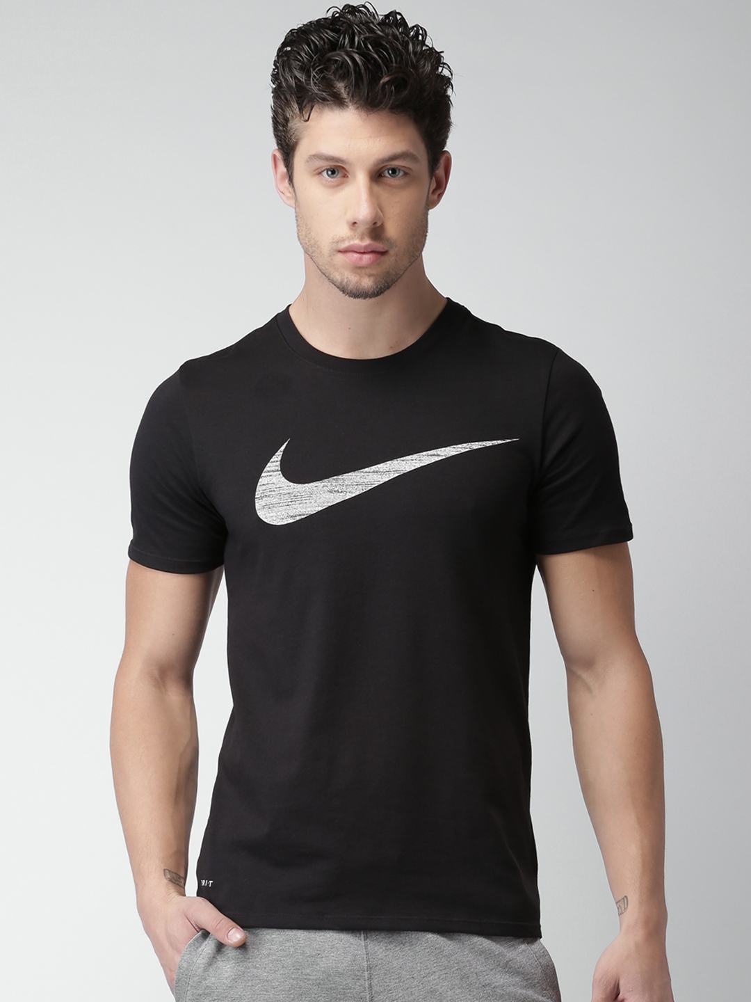 Buy Nike Men Black AS M NK DRY DF SWOOSH HTR T Shirt - Tshirts for Men ...