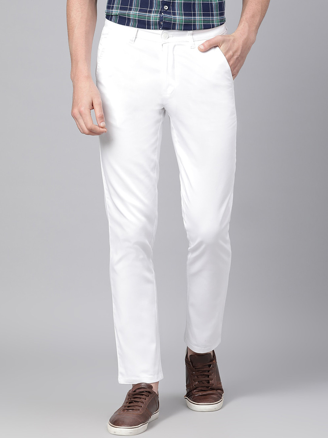 Buy Richlook Men White Slim Fit Trousers Trousers for Men 17224132
