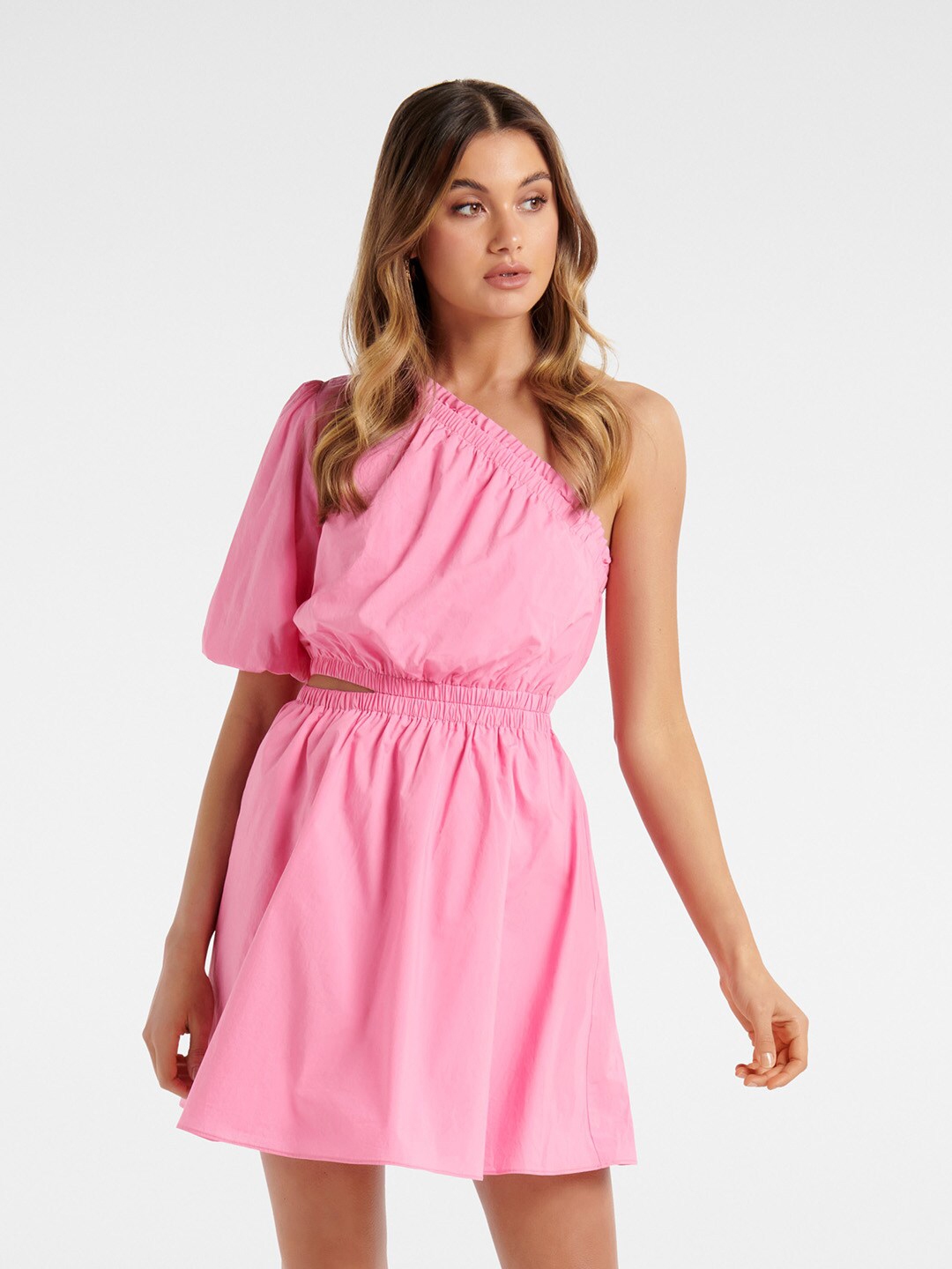 Buy Forever New Pink One Shoulder Mini Dress - Dresses for Women ...