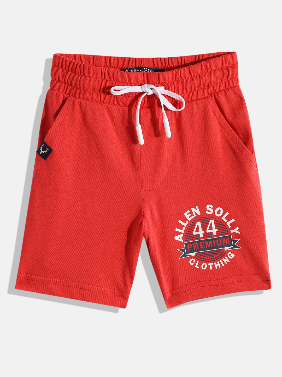 Buy Allen Solly Junior Boys Red Typography Printed Pure Cotton Shorts