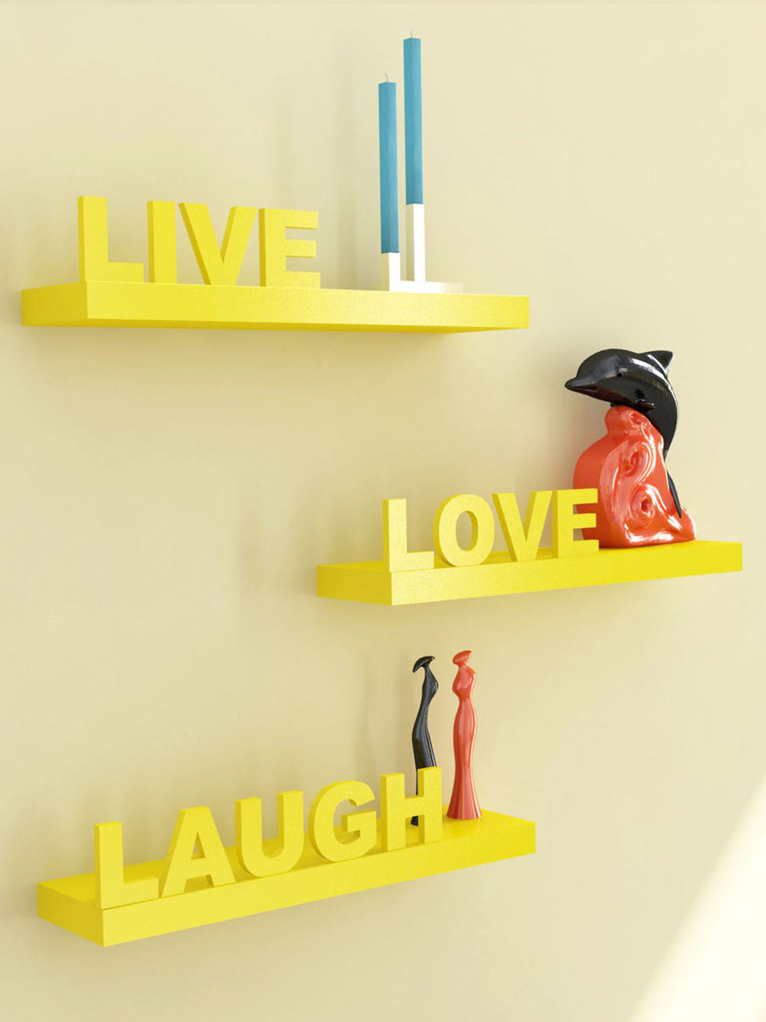 Buy Home Sparkle Yellow Set Of 3 Wall Shelves Wall Shelves for Unisex 1722898 Myntra