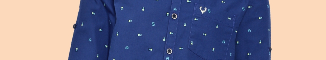 Buy Allen Solly Junior Boys Blue Printed Pure Cotton Casual Shirt ...