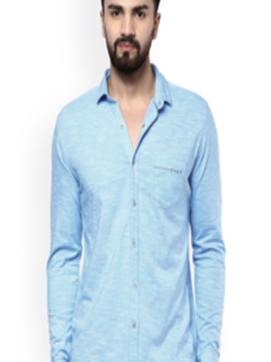 Buy Mufti Men Blue Slim Fit Solid Casual Shirt - Shirts for Men 1723330 ...