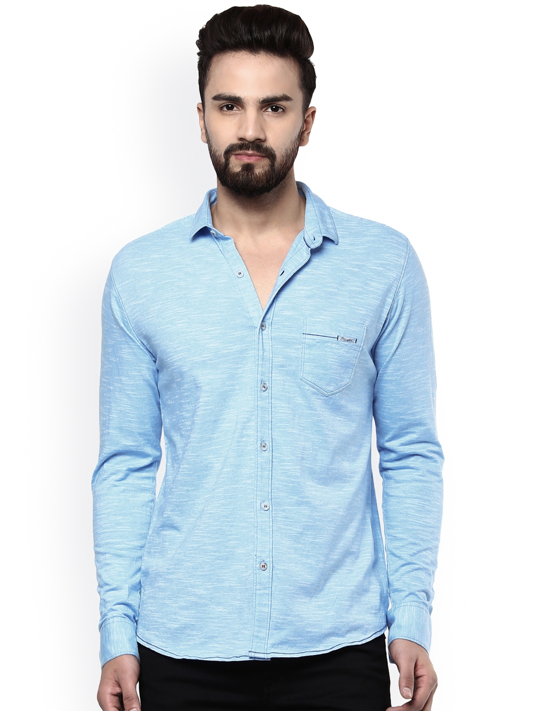Buy Mufti Men Blue Slim Fit Solid Casual Shirt - Shirts for Men 1723331 ...