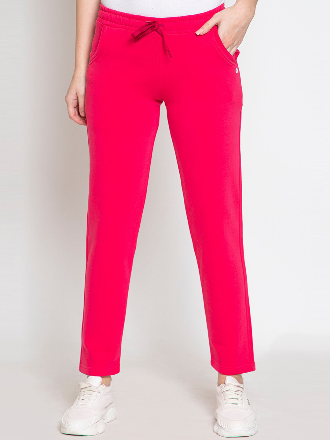 Buy FEMEA Women Fuchsia Solid Slim Fit Fleece Track Pants Track Pants