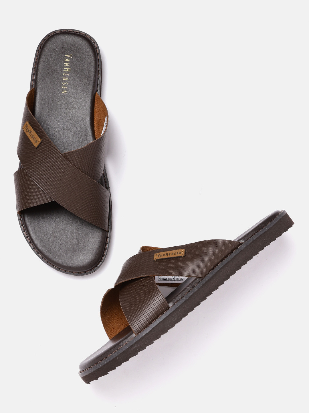 Buy Van Heusen Men Coffee Brown Perforated Comfort Sandals - Sandals for Men 17240980 | Myntra