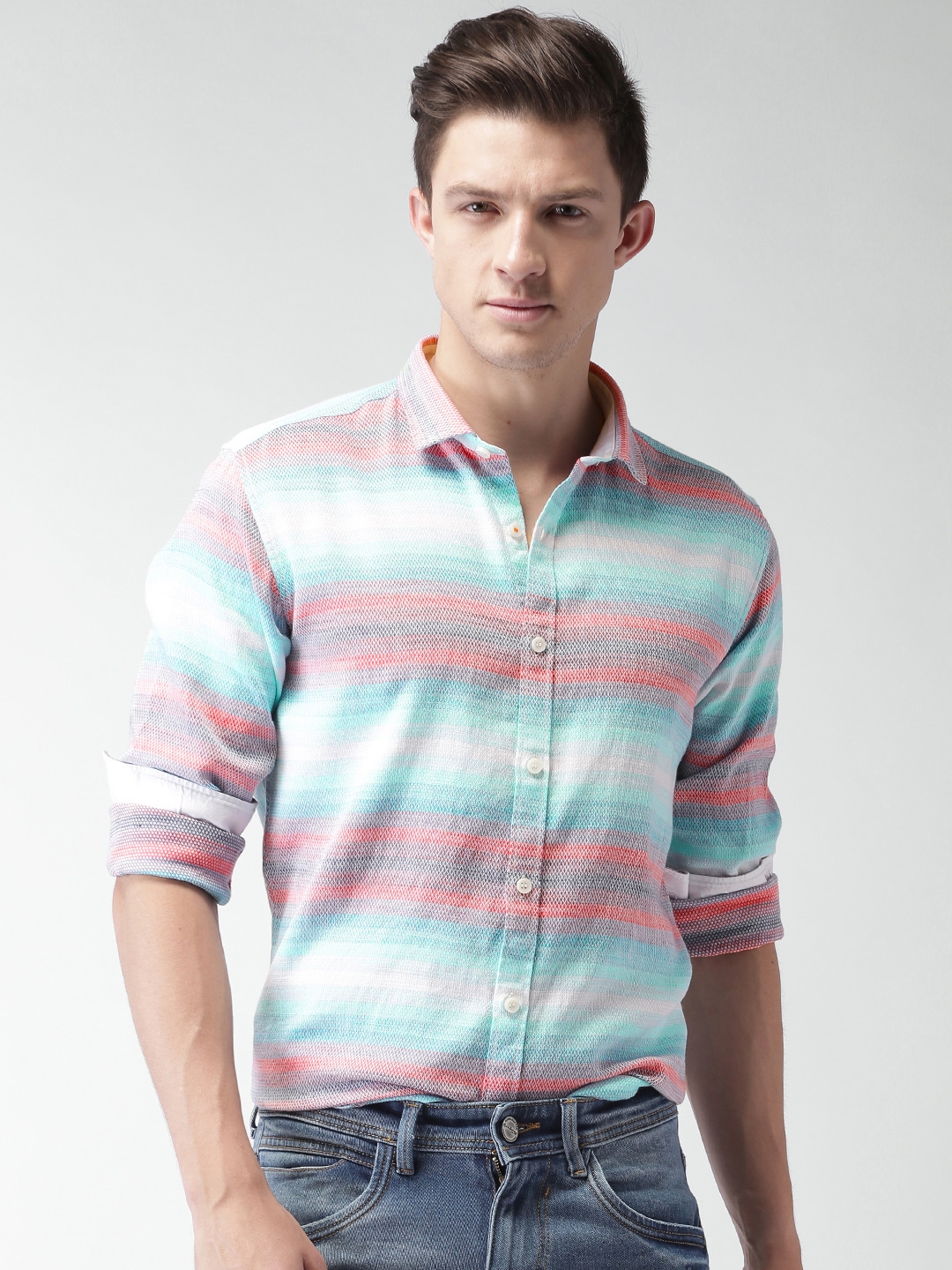 Buy Mast & Harbour Men Multicoloured Striped Casual Shirt - Shirts for ...