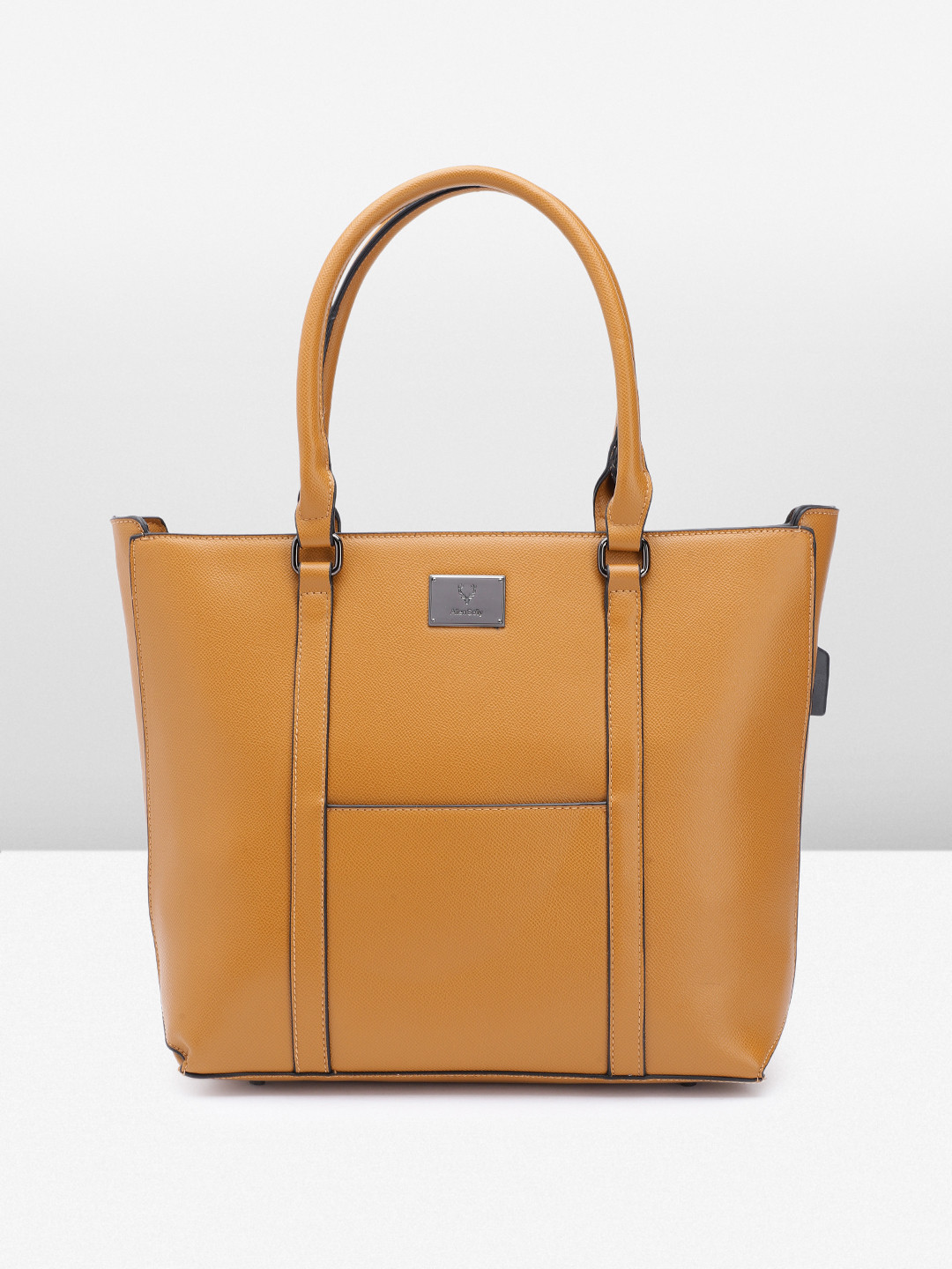 Buy Allen Solly Solid PU Oversized Structured Laptop Shoulder Bag