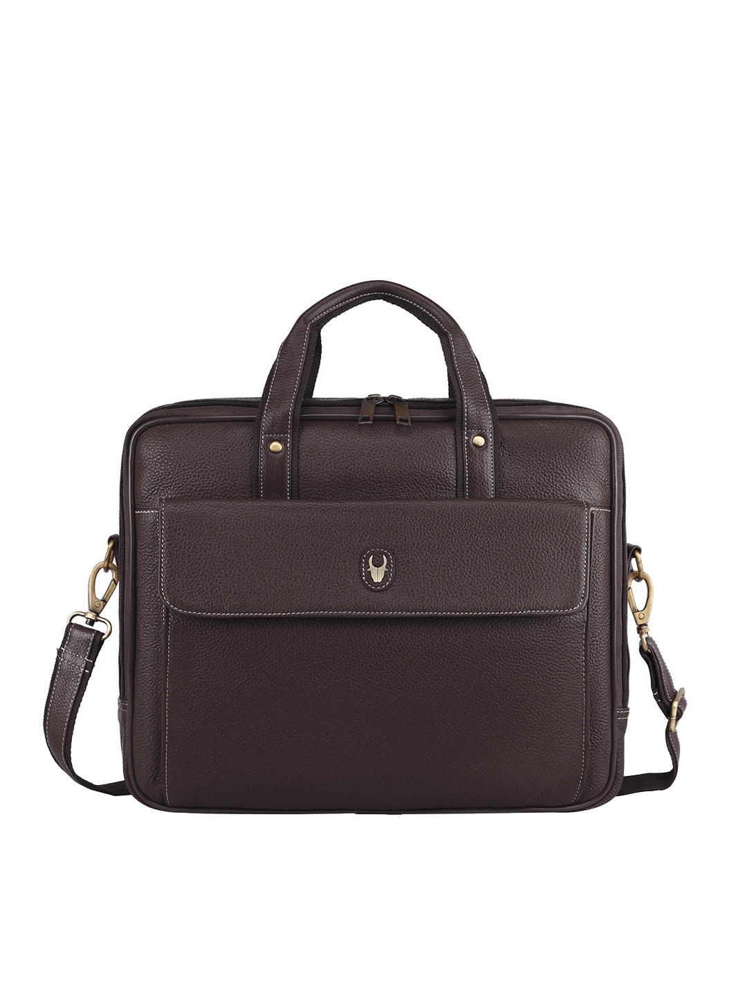 Buy WildHorn Men Brown Textured Leather Laptop Bag - Laptop Bag for Men ...