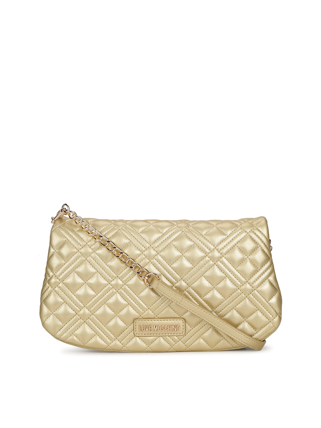 Buy LOVE MOSCHINO Women Gold Toned Textured Leather Structured Sling