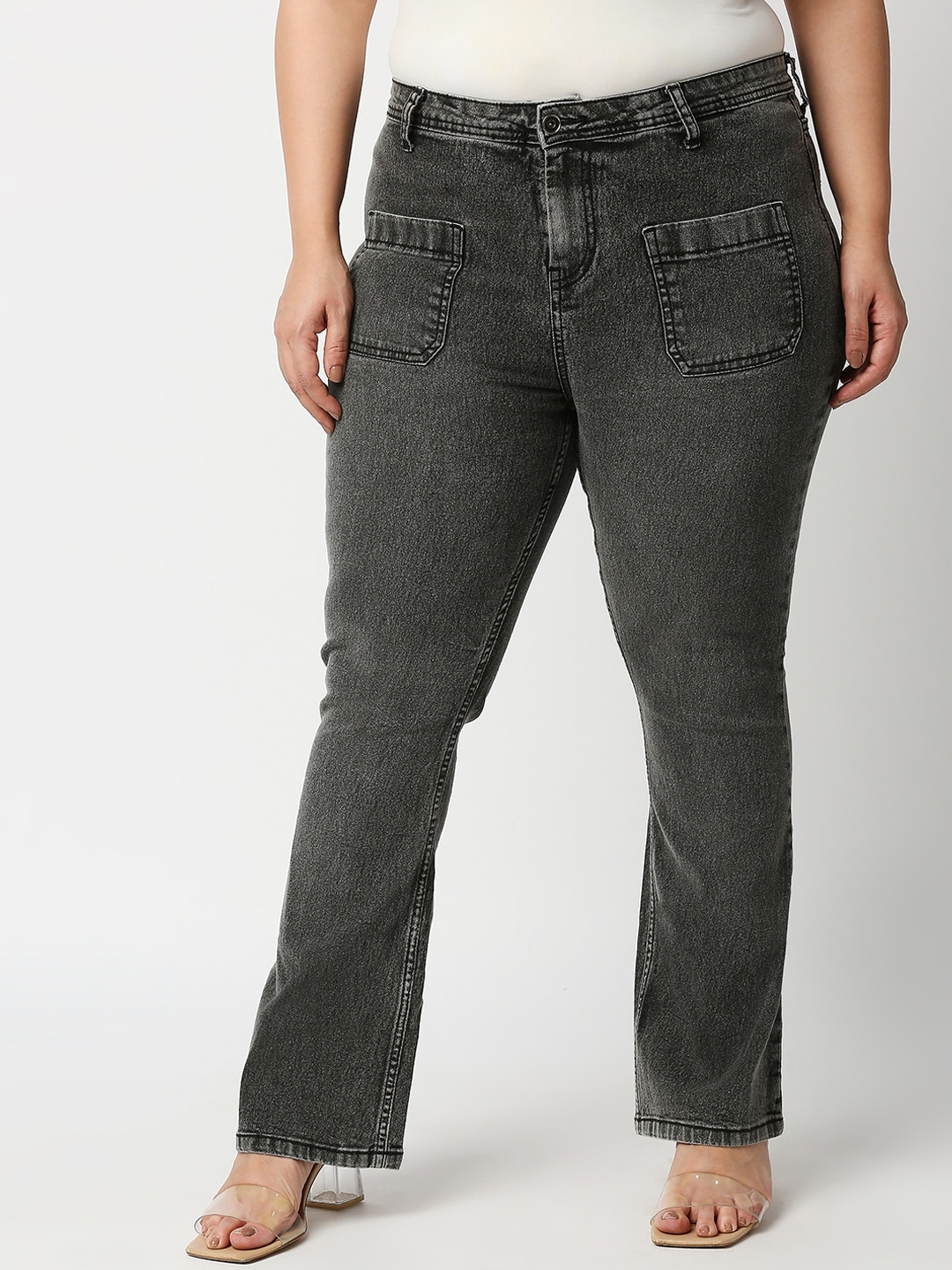 grey bootcut jeans