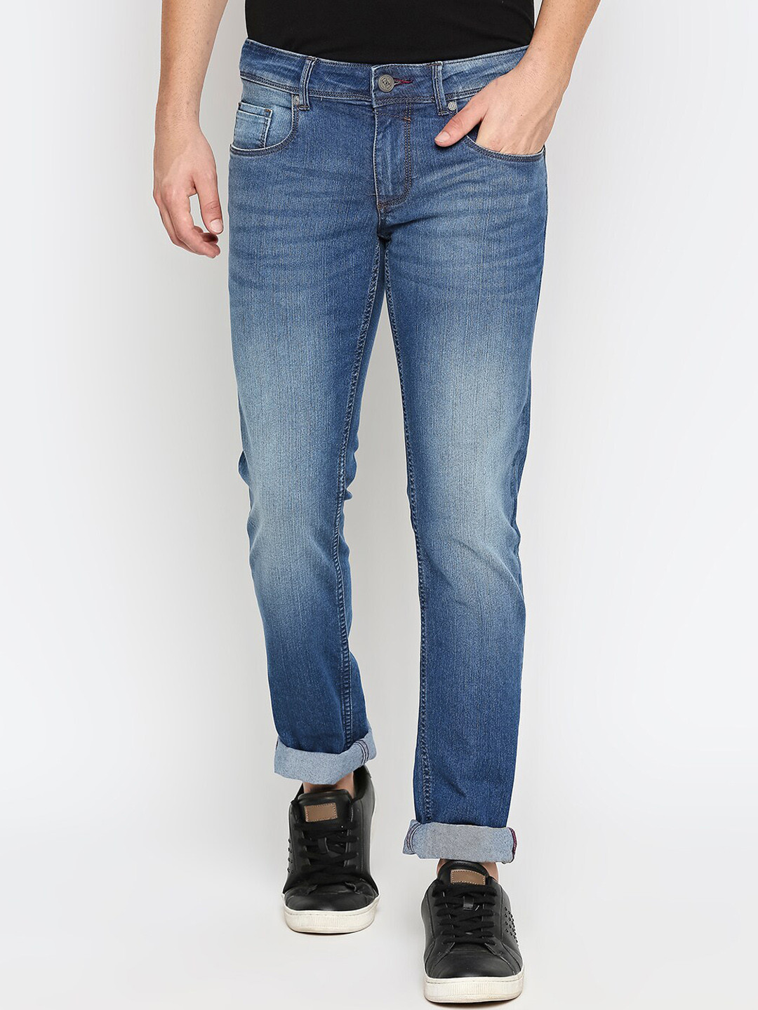 Men Blue Low Distress Jeans