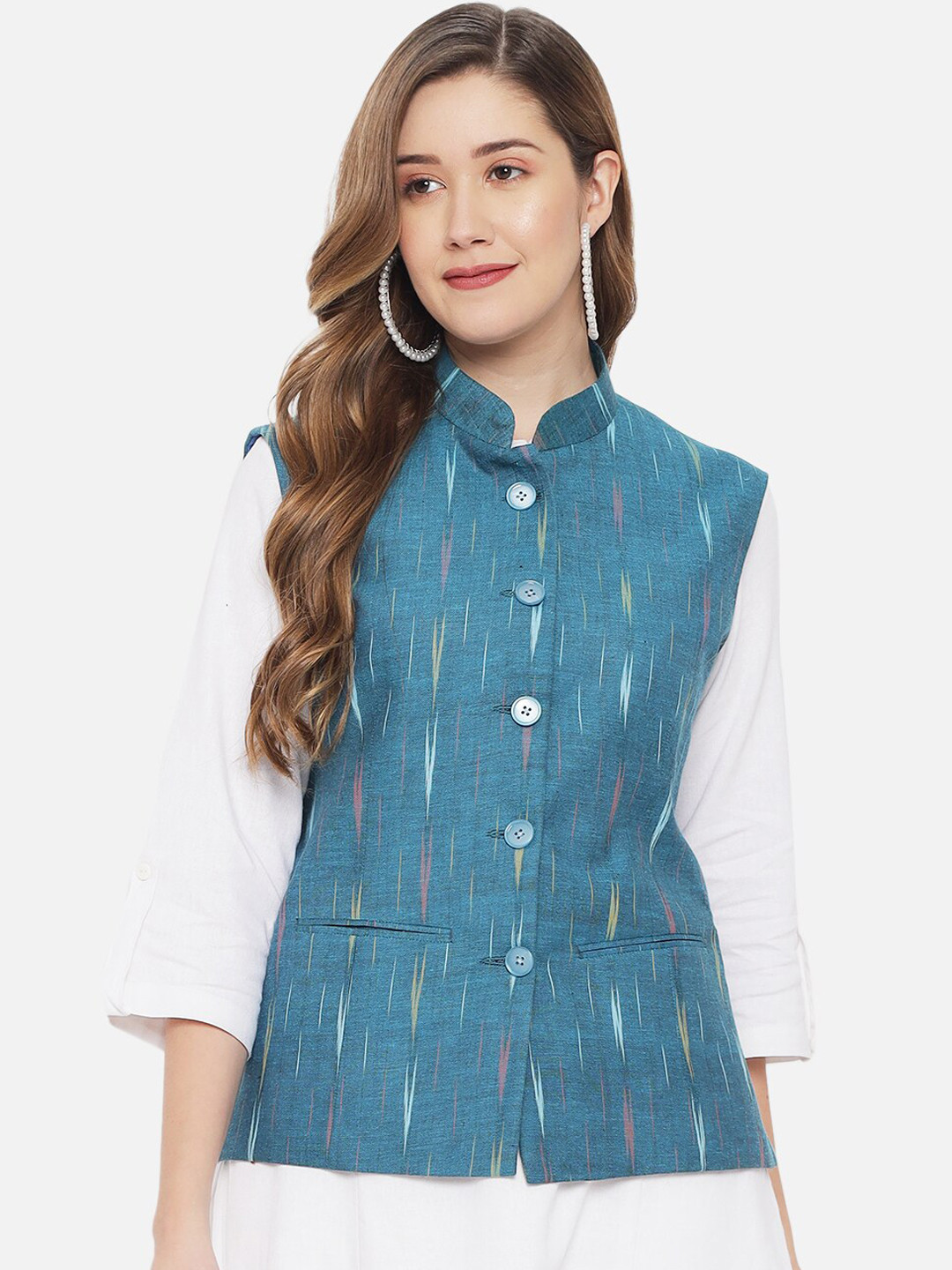 Vastraa Fusion Women's Solid Indian Ethnic Traditional Nehru Jacket/Waistcoat (VASTRAATS1419D)