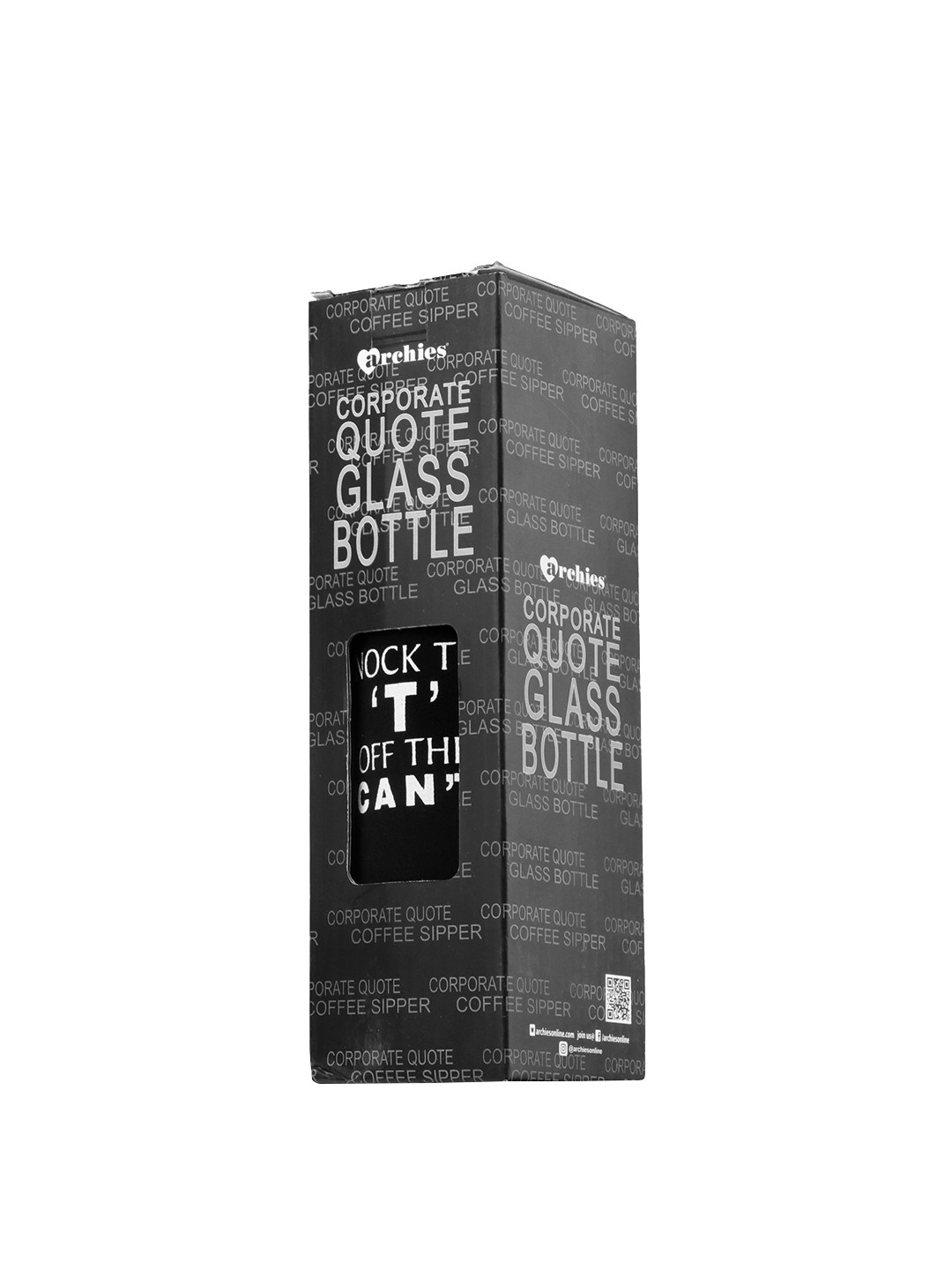 Buy Archies Black & Transparent Printed Glass Sipper Water Bottle 700