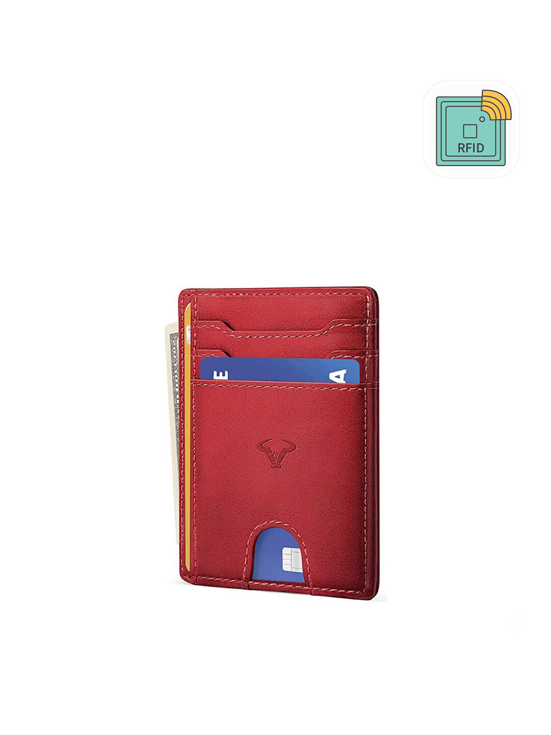 Buy CONTACTS Men Red Leather Card Holder Wallets for Men 17257396