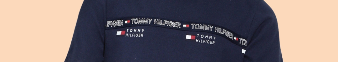 Buy Tommy Hilfiger Boys Navy Blue Printed Organic Cotton T Shirt ...