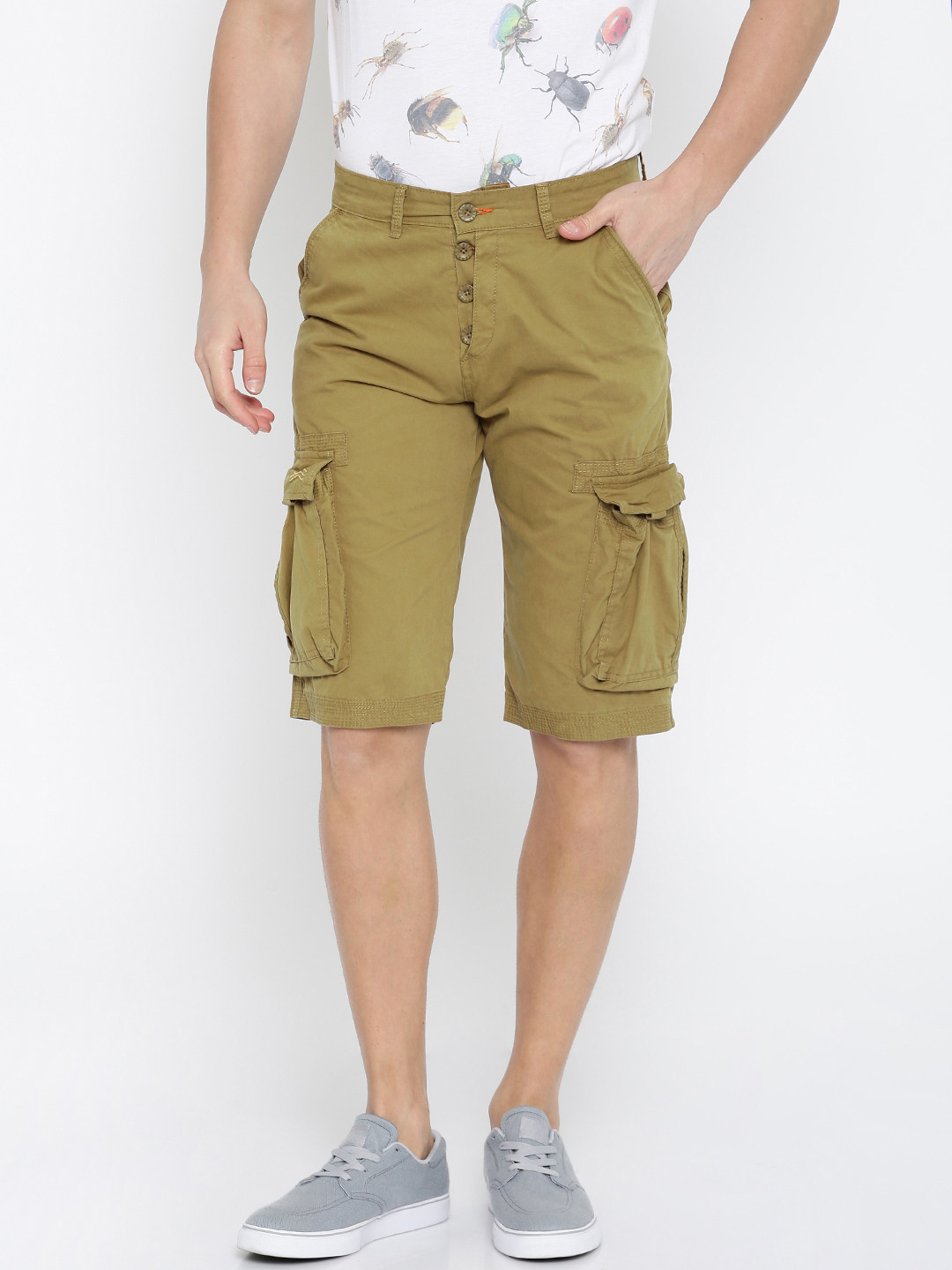 Buy Sports52 Wear Men Brown Solid Regular Fit Cargo Shorts Shorts for