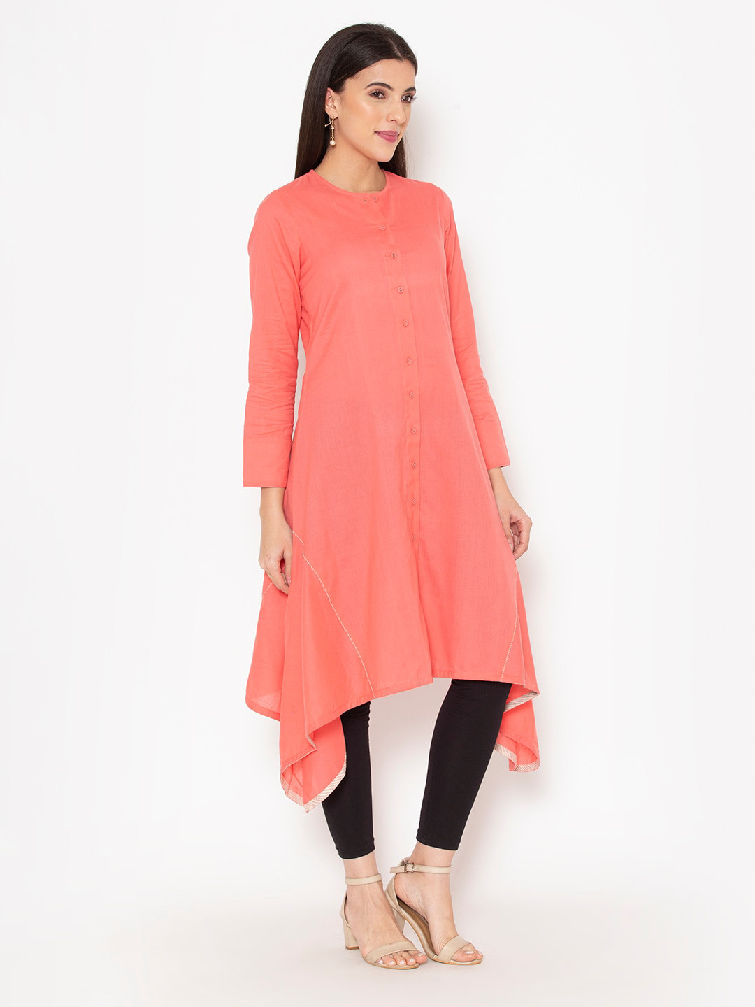Orni Fashion Peach Ethnic motifs Tunic Co-ords Set