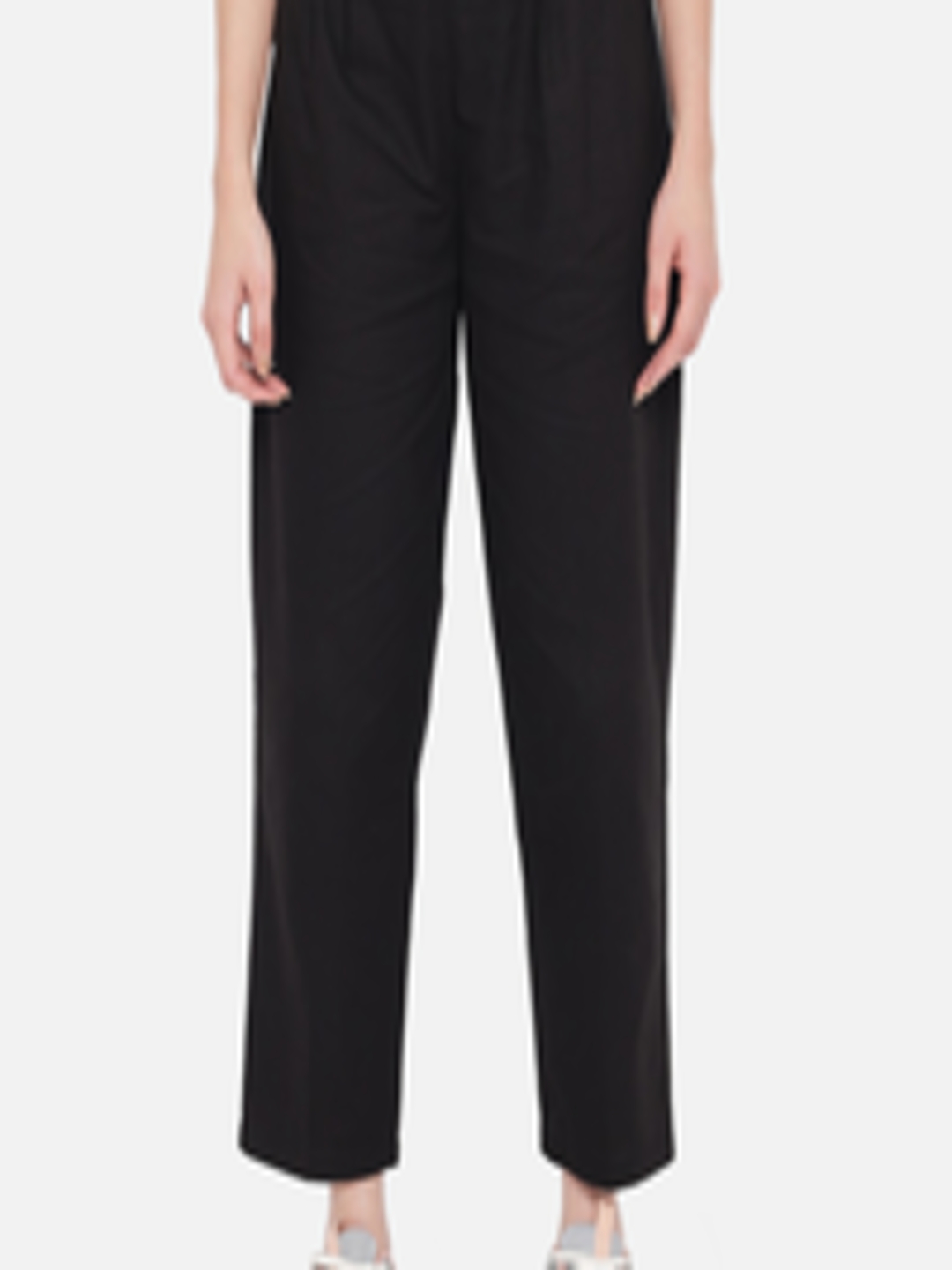 Buy Orchid Blues Women Black Tapered Fit High Rise Trousers - Trousers ...