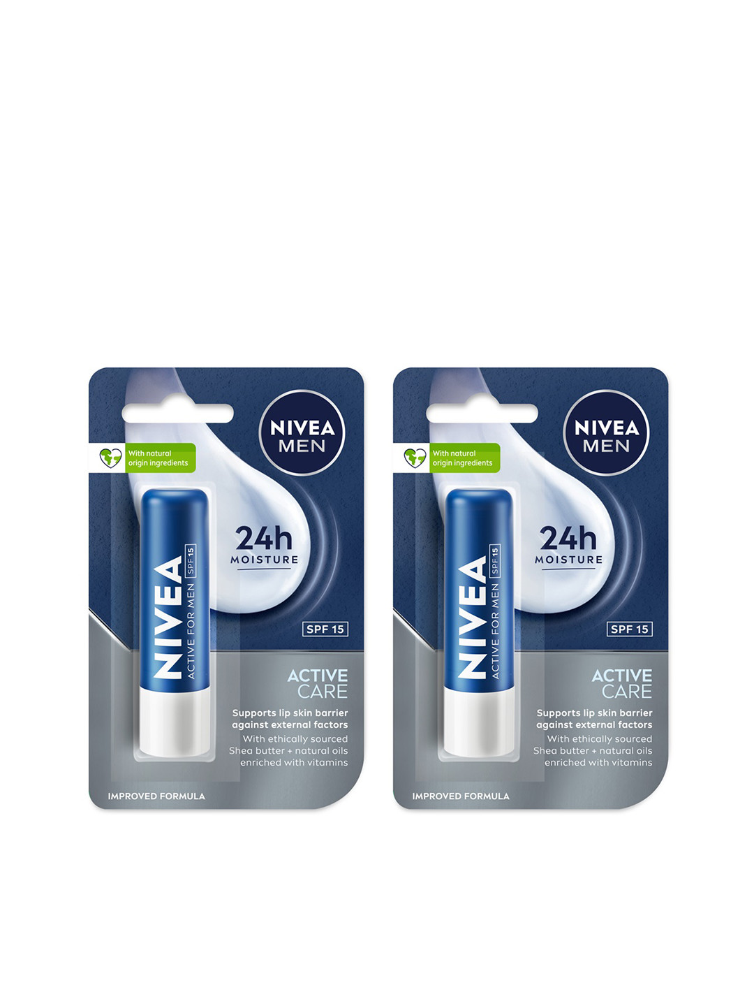 Buy Nivea Men Set Of 2 Active Care SPF15 Lip Balms With 24h Melt In