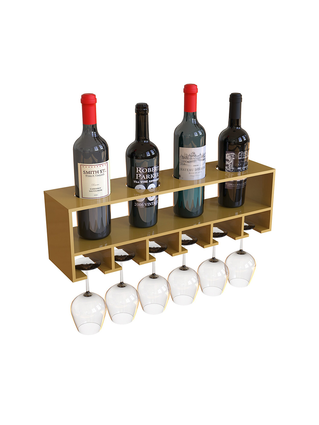 Buy Home Sparkle Gold Toned Wall Mounted Wine Glass Holder Rack Wall