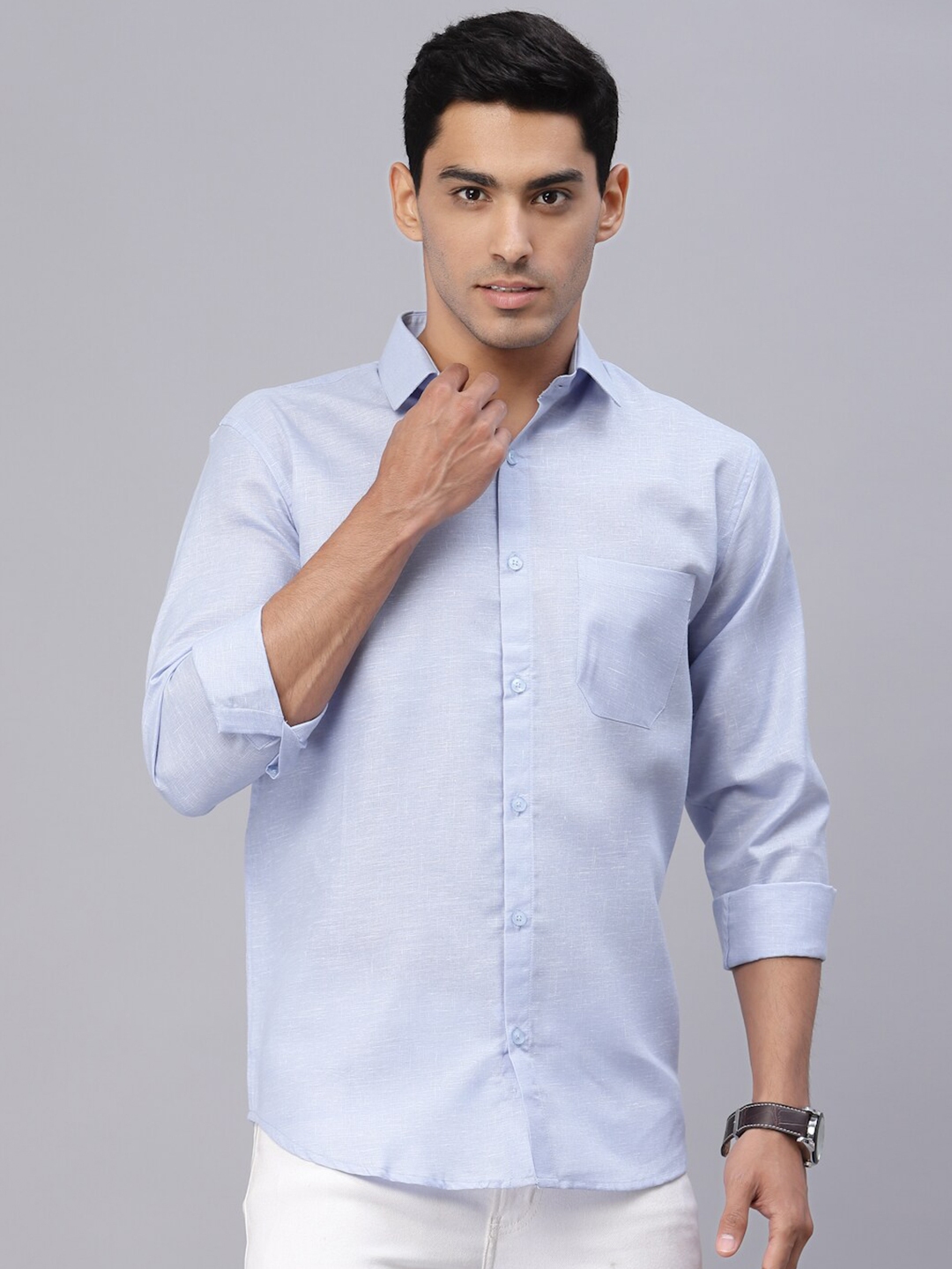 Buy NEUDIS Men Blue Classic Woven Semi Formal Shirt - Shirts for Men ...