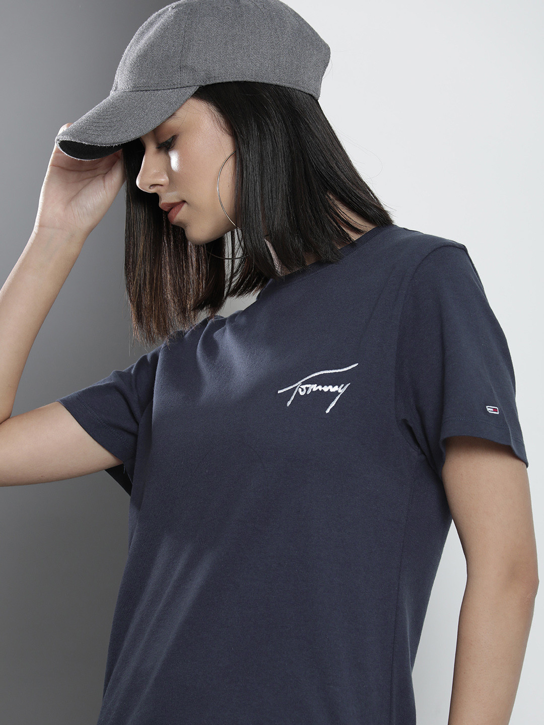 Buy Tommy Hilfiger Women Navy Blue Solid T Shirt Tshirts for Women