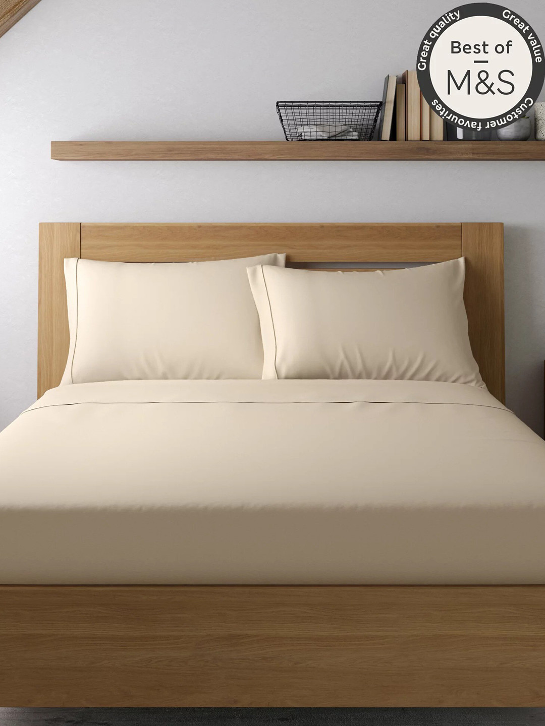 Buy Marks & Spencer Set Of 2 Cream Coloured Solid Pillow Covers
