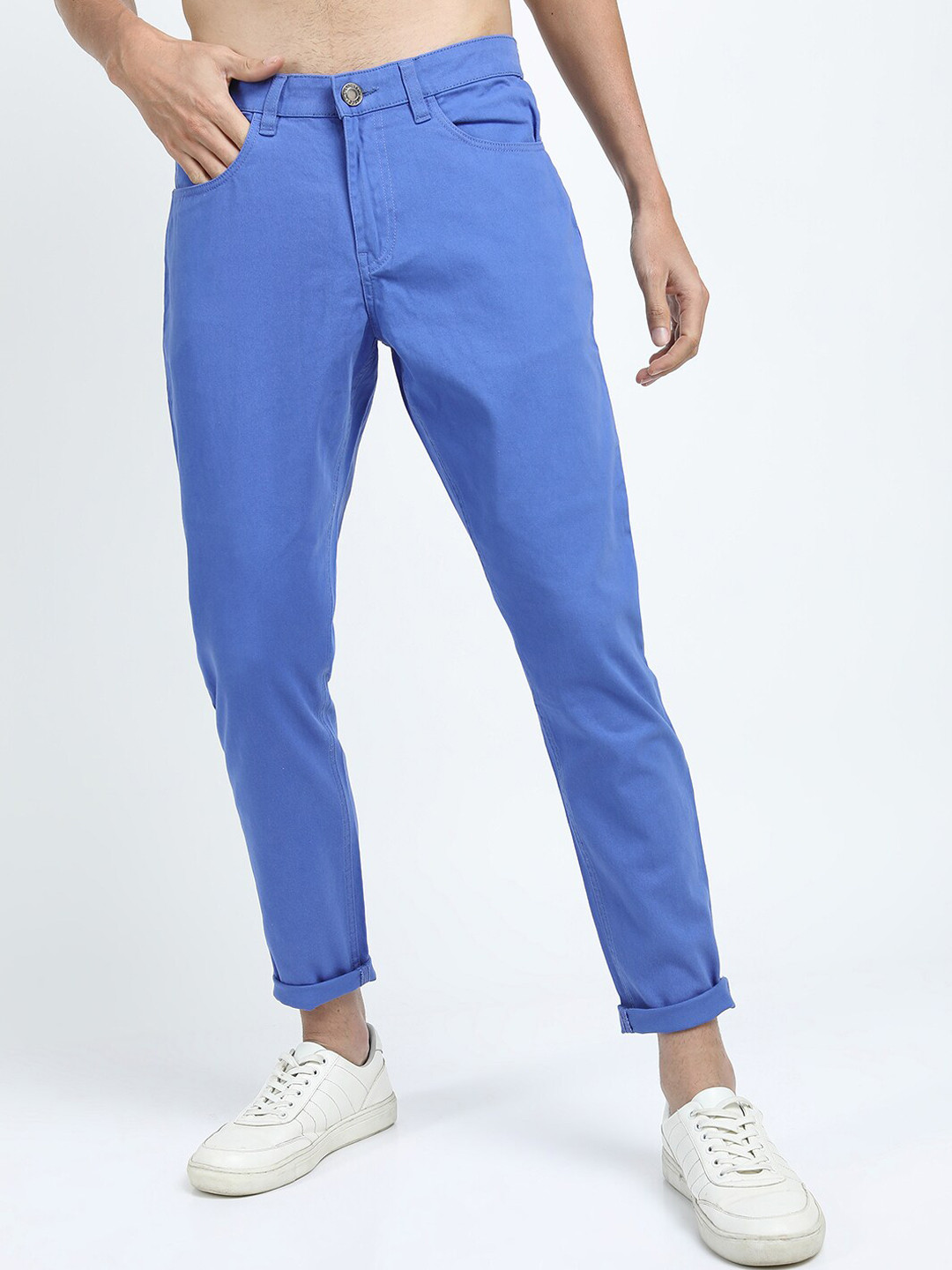 Buy HIGHLANDER Men Blue Tapered Fit Chinos Trousers - Trousers for Men ...