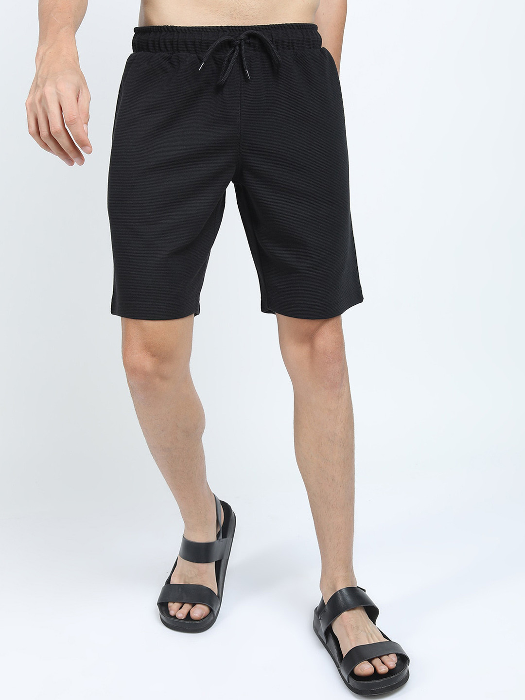 Buy HIGHLANDER Men Black Knitted Mid Rise Shorts - Shorts for Men ...