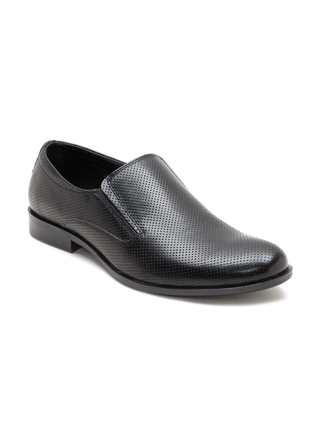 Buy Red Tape Men Black Genuine Leather Perforated Formal Slip Ons