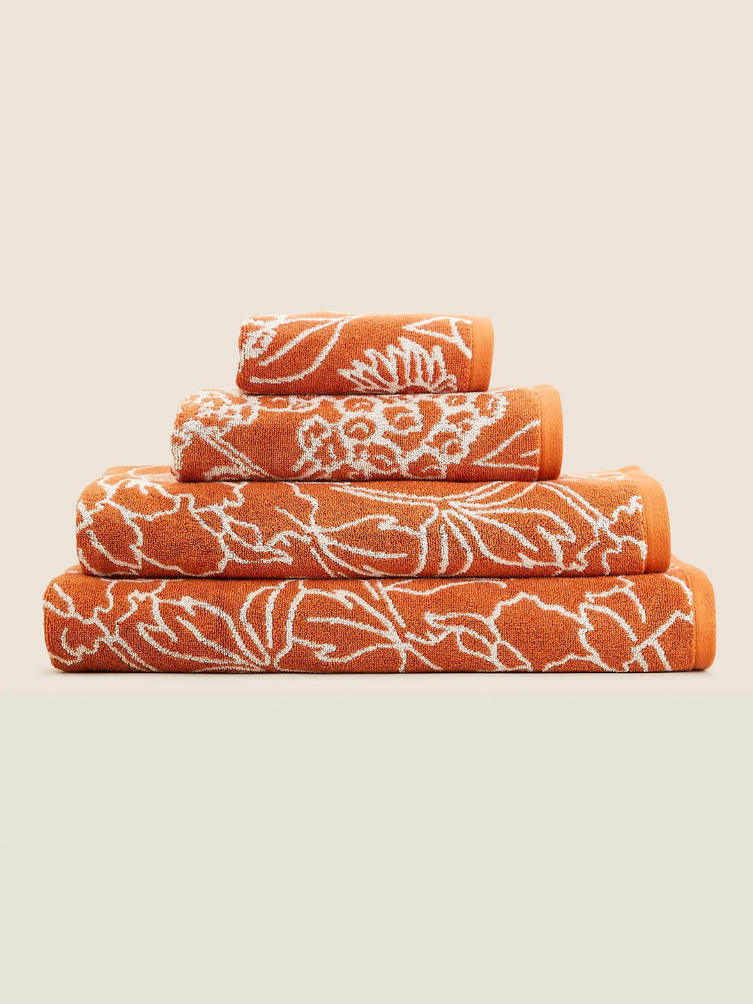 Buy Marks & Spencer Orange Patterned 550GSM Pure Cotton Bath Towel