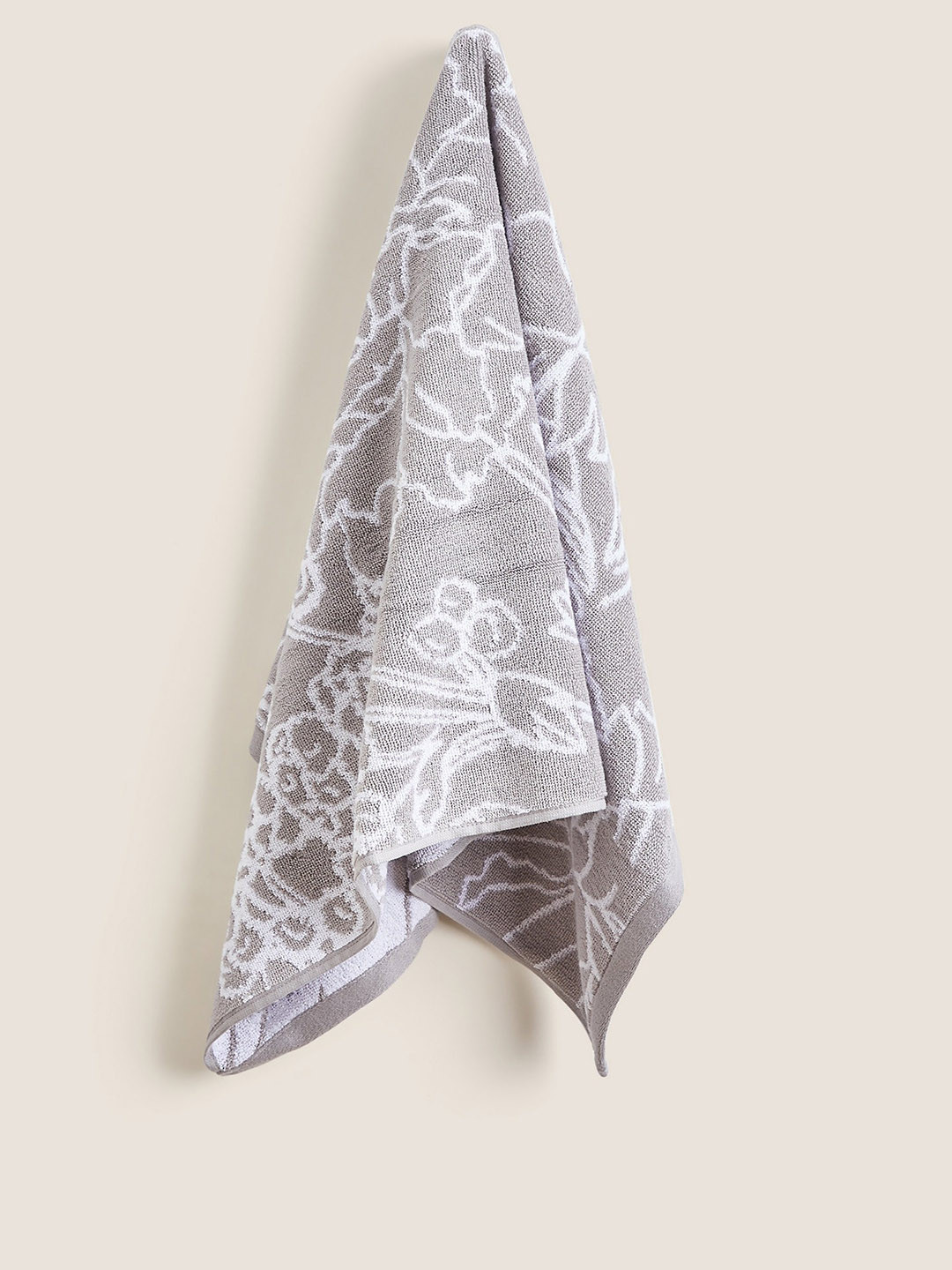 Buy Marks & Spencer Grey Floral Printed 550GSM Cotton Bath Towel Bath