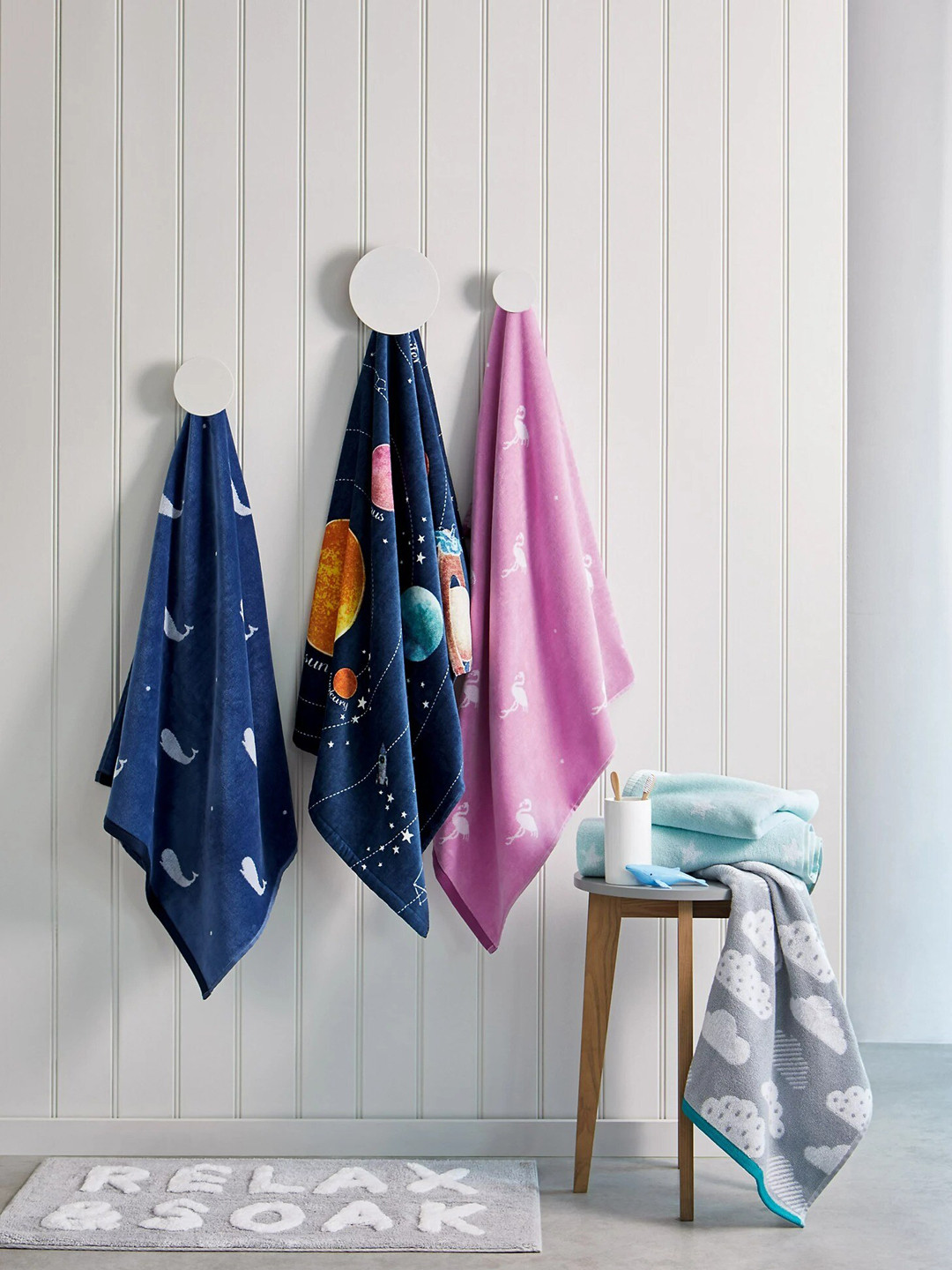 Buy Marks & Spencer Navy Blue Printed 400GSM Pure Cotton Bath Towel