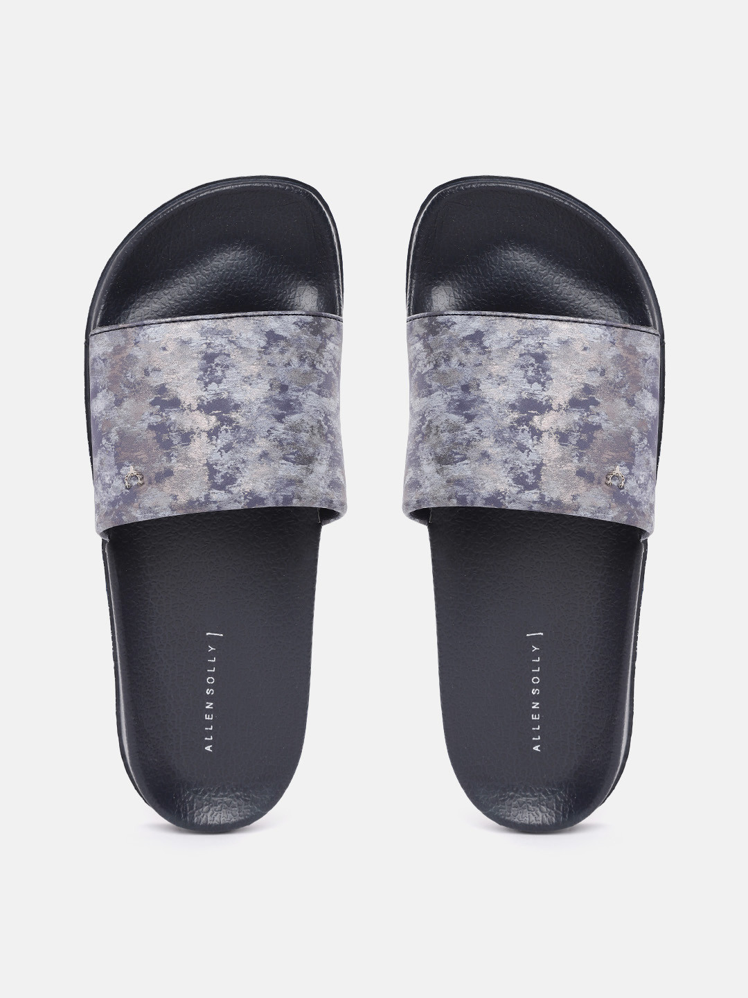 Buy Allen Solly Women Navy Blue & Grey Printed Sliders - Flip Flops for Women 17284372 | Myntra