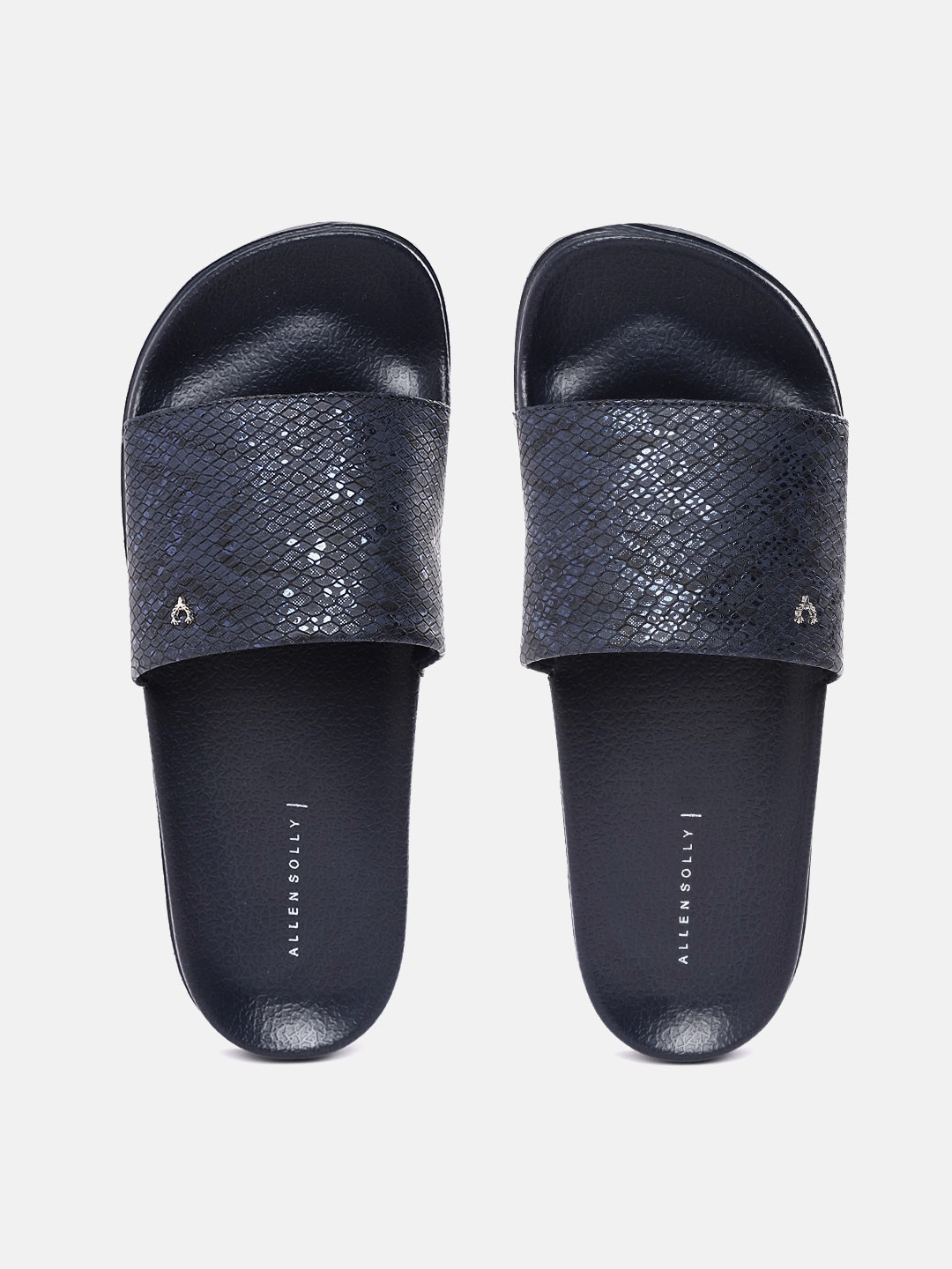 Buy Allen Solly Women Navy Blue Snakeskin Textured Sliders - Flip Flops for Women 17284374 | Myntra