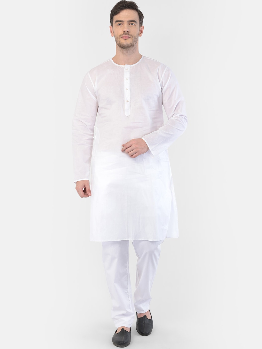 Buy VASTRAMAY Men White Pure Cotton Kurta With Churidar - Kurta Sets ...