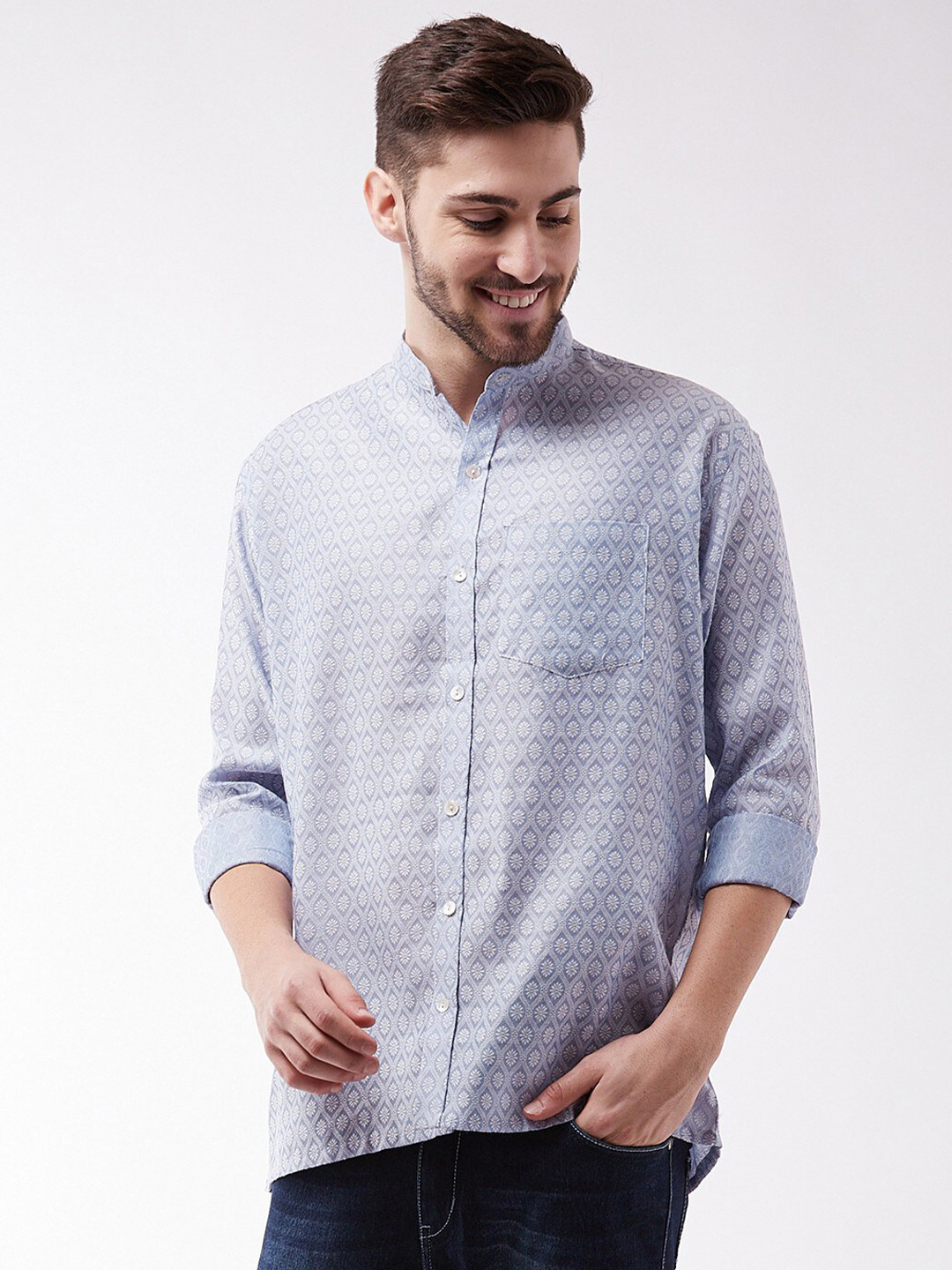 Buy VASTRAMAY Men Lavender Classic Printed Casual Shirt Shirts for